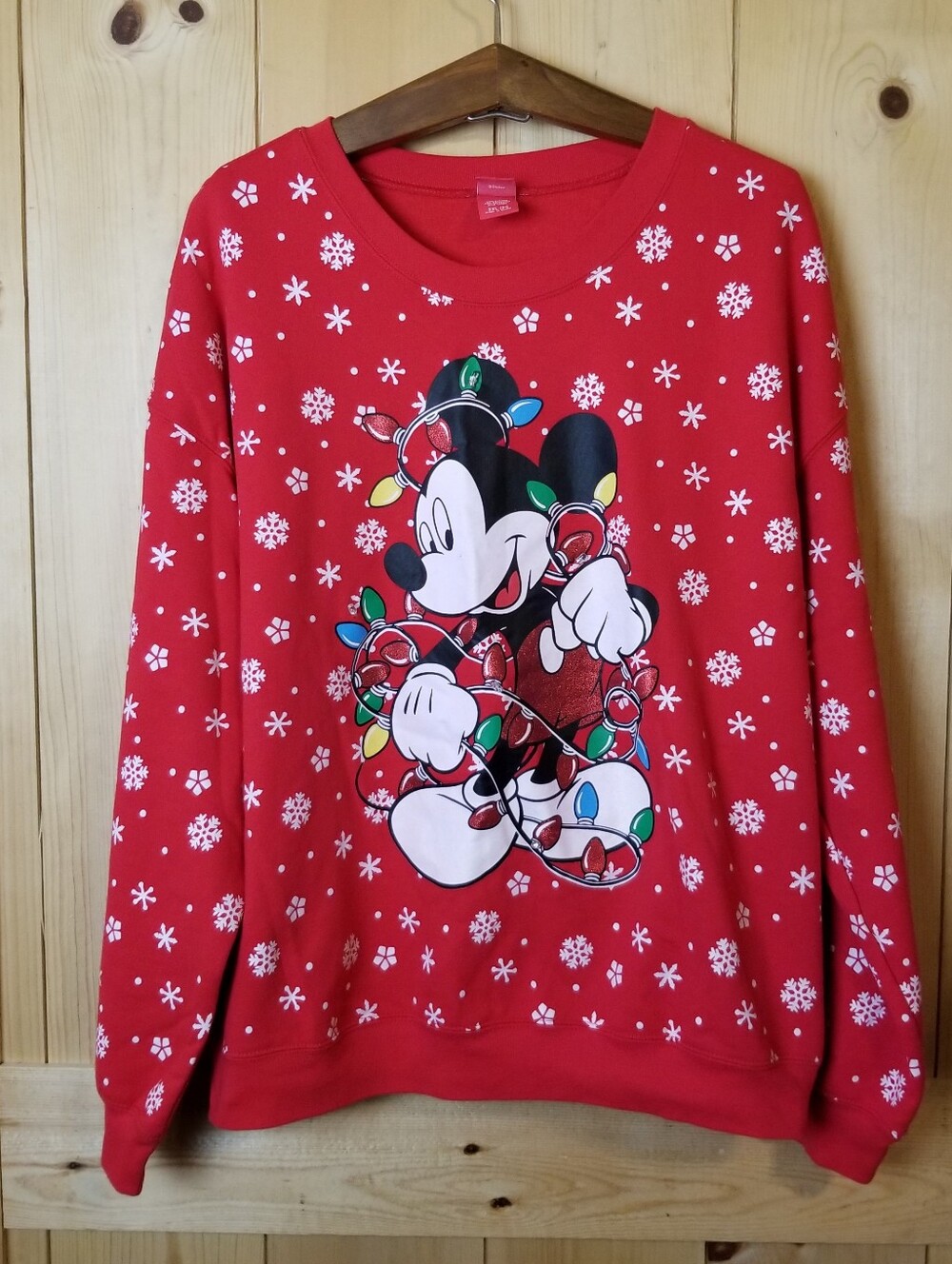 Disney Mickey Mouse Snowflake Graphic Christmas Light-Up Holiday Sweatshirt